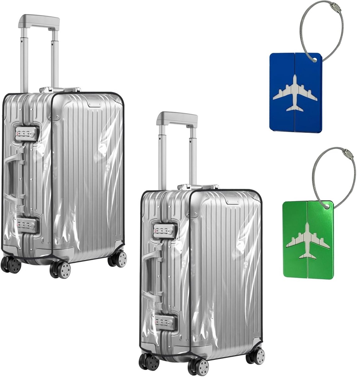 Set van 2 Transparante Koffershoezen van PVC, Beschermende Reisaccessoires, Stofdicht en Waterdicht, Ideaal voor Kofferbescherming en Reizen