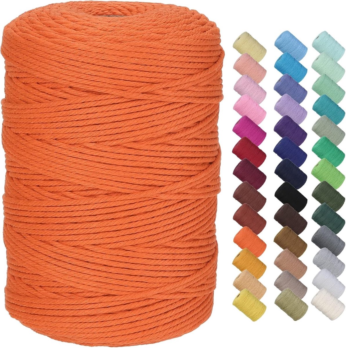 Premium Katoenen Macrame Touw 3mm x 300m - Zacht, Chemisch Vrij, Perfect voor Macrame Projecten en Creatieve Ambachten