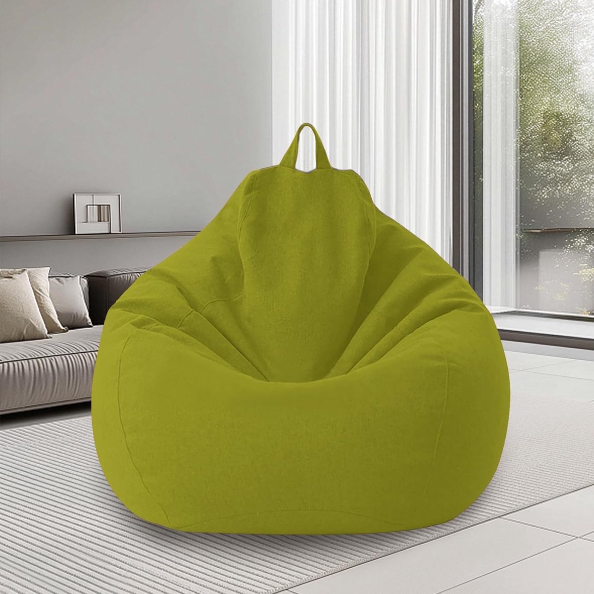XL Bean Bag Zitzak met Handvat, Alleen Hoes voor Slaapkamer en Tuin, 100 x 120 cm in Matcha Groen - Comfortabele Zitzak voor Volwassenen, Ruimtebesparend en Stijlvol