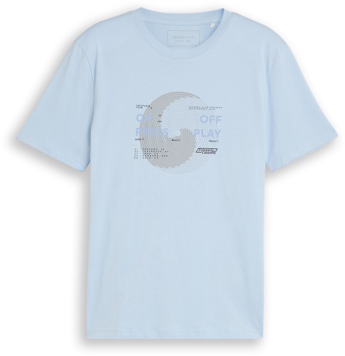 Tom Tailor Denim - T-shirt met print - Maat XXL - Light Metal Blue