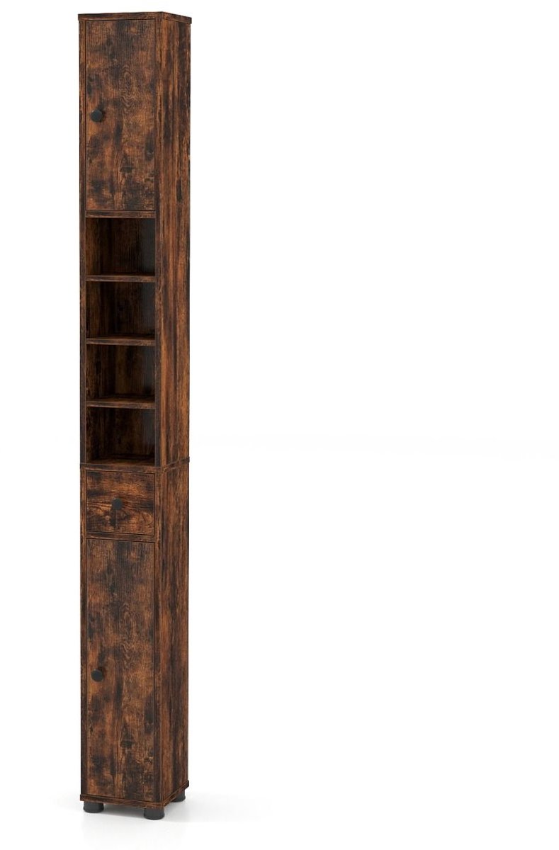 SureDeal® - Badkamerkast - Slanke - Twee Deuren één - Verstelbare Planken - 20x20x180 cm -