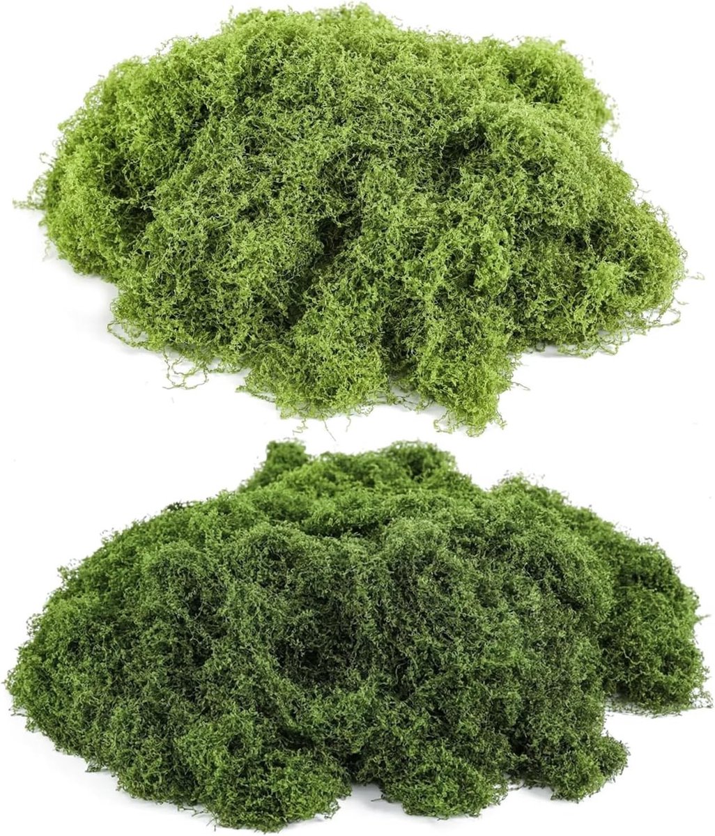Decoratieve Kunstmos voor Creatieve Projecten, Wanddecoratie, Aquariums en Modelbouw - Donkergroen en Lichtgroen - 100 g
