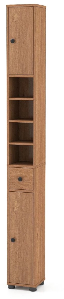 SureDeal® - Badkamerkast - Slanke - Twee Deuren één - Verstelbare Planken - 20x20x180 cm -