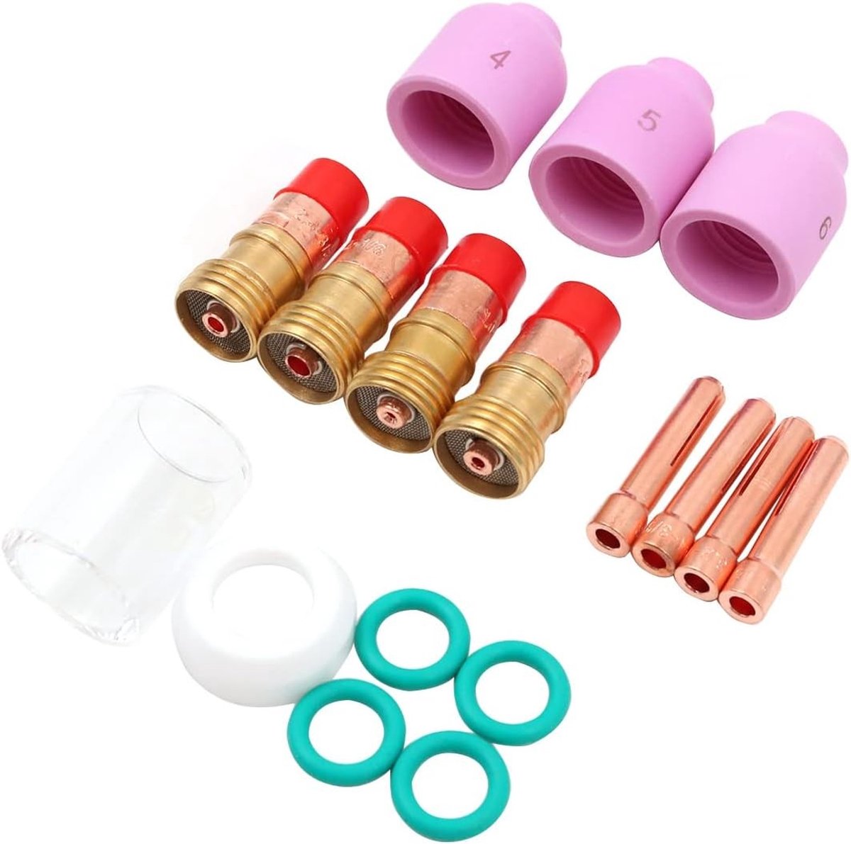 Complete set van 17 accessoires voor TIG-lassen met gaslens, Pyrex beker en aluminium oxide mondstukken voor WP 17 18 26 lasapparaten