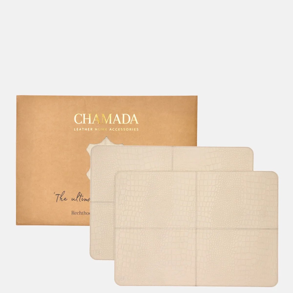 Chamada Carmen leren placemats rechthoek croco (2 stuks) beige