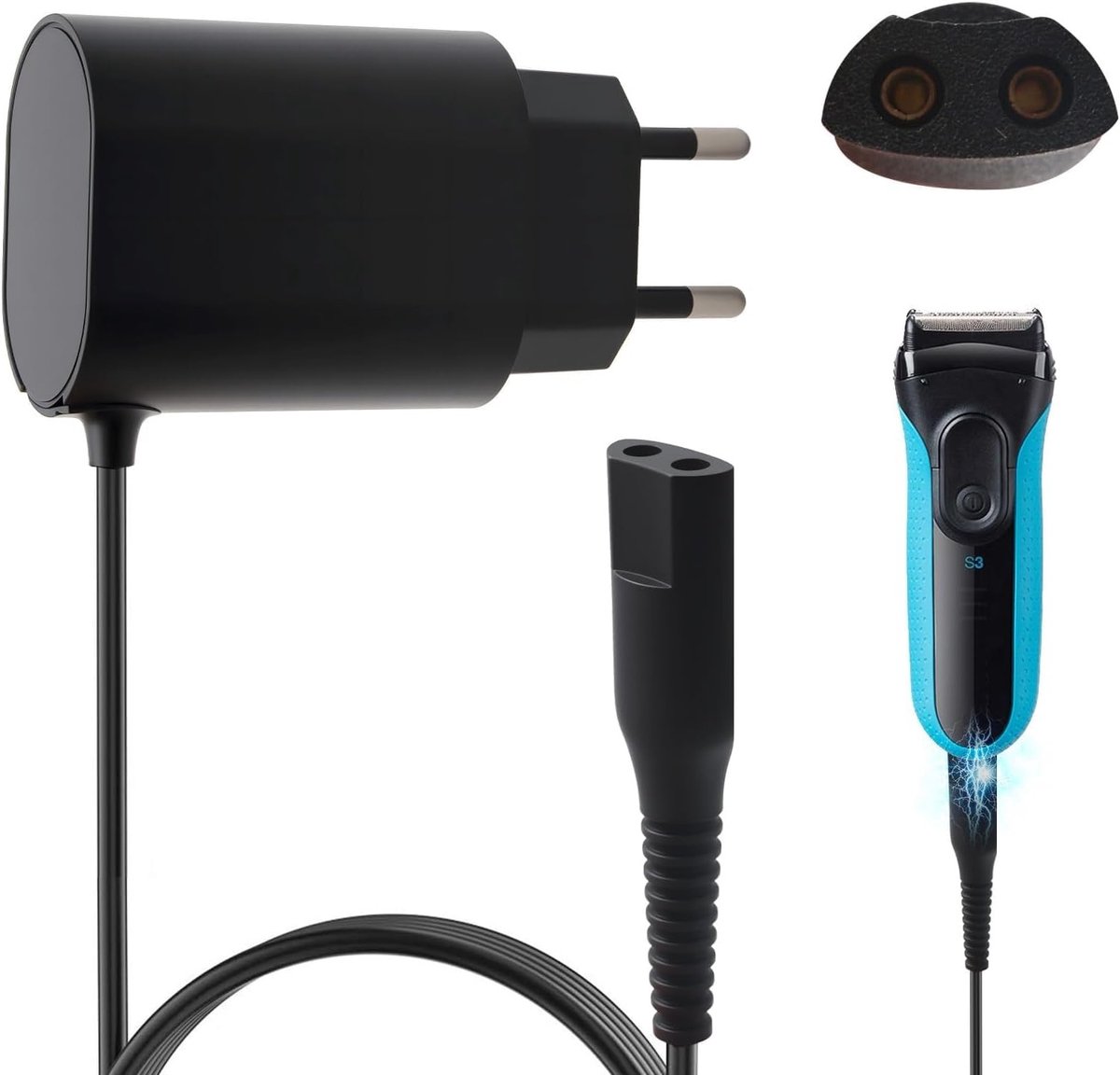 Oplaadkabel 12V voor scheerapparaten met USB-aansluiting - 1 meter lange kabel voor snelle oplading