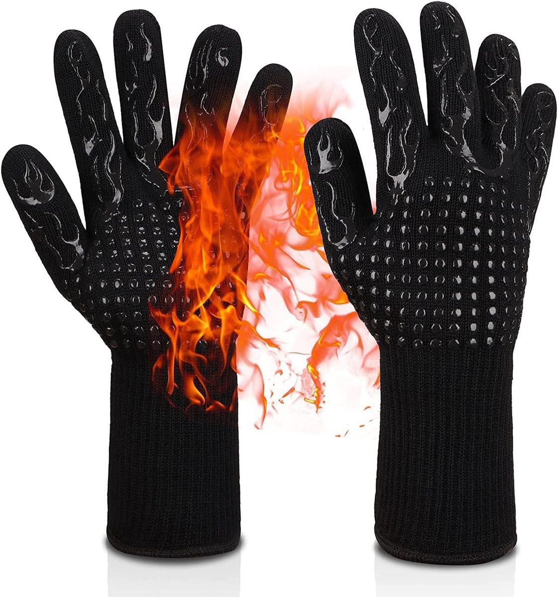 Thijox - Grillhandschoenen 800°C Hittebestendig - Kookhandschoenen voor Barbecue, Bakken, Keuken, Camping - Zwart - Perfecte Bescherming voor Jouw Han