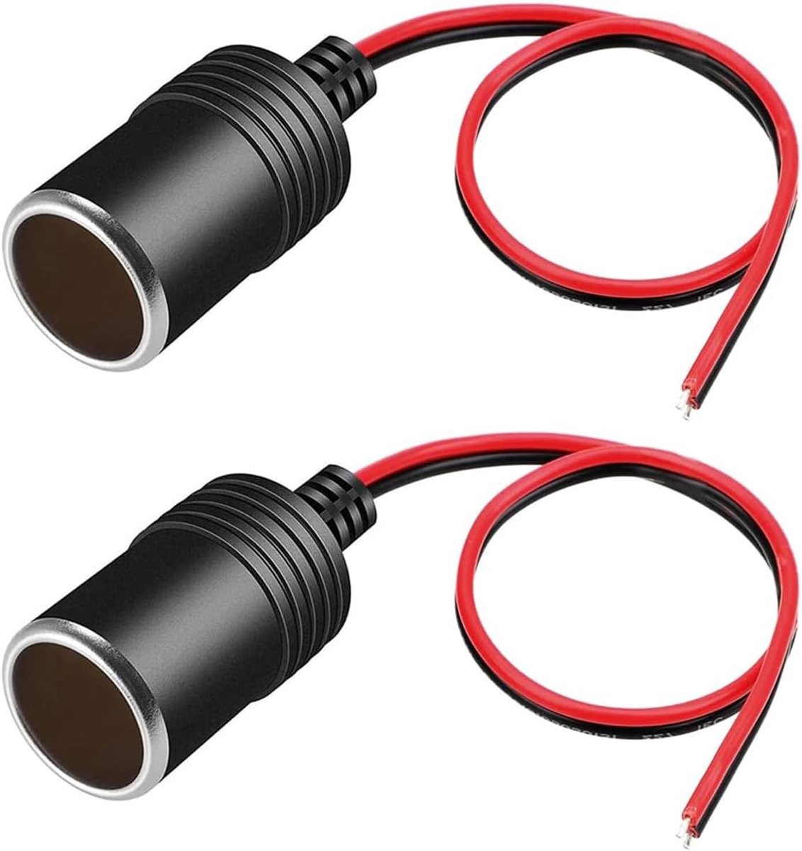Thijox - 2 stuks 12V-24V Sigarettenaansteker Stopcontact met 35 cm Kabel voor Auto, Vrachtwagen, Camper en GPS Dashcam Lader