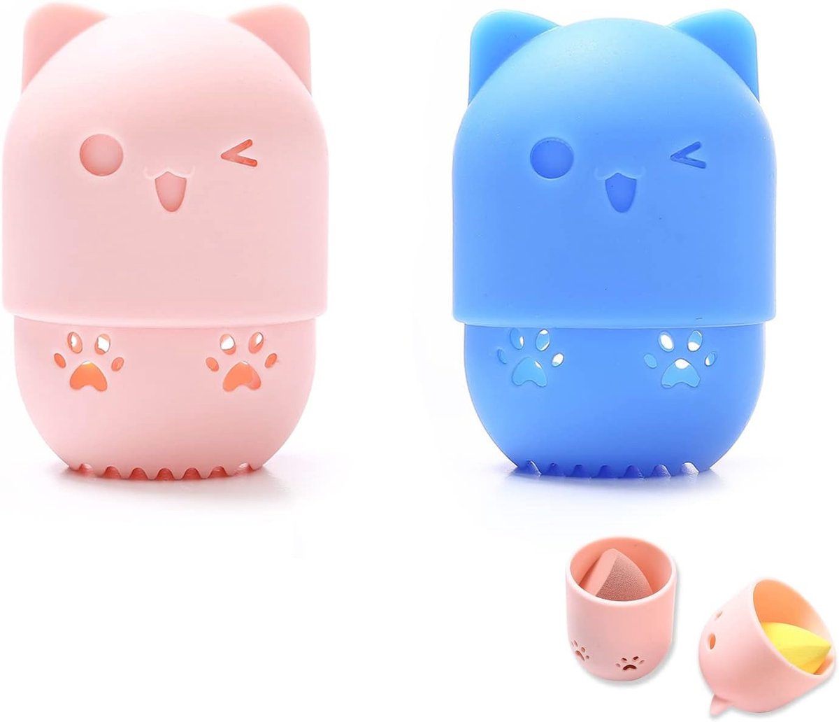 2 Pieces Beauty Sponge Travel Case, Makeup Sponge Holder, Makeup Blender Sponge Holder, Makeup Sponge Holder for - ShopVlot