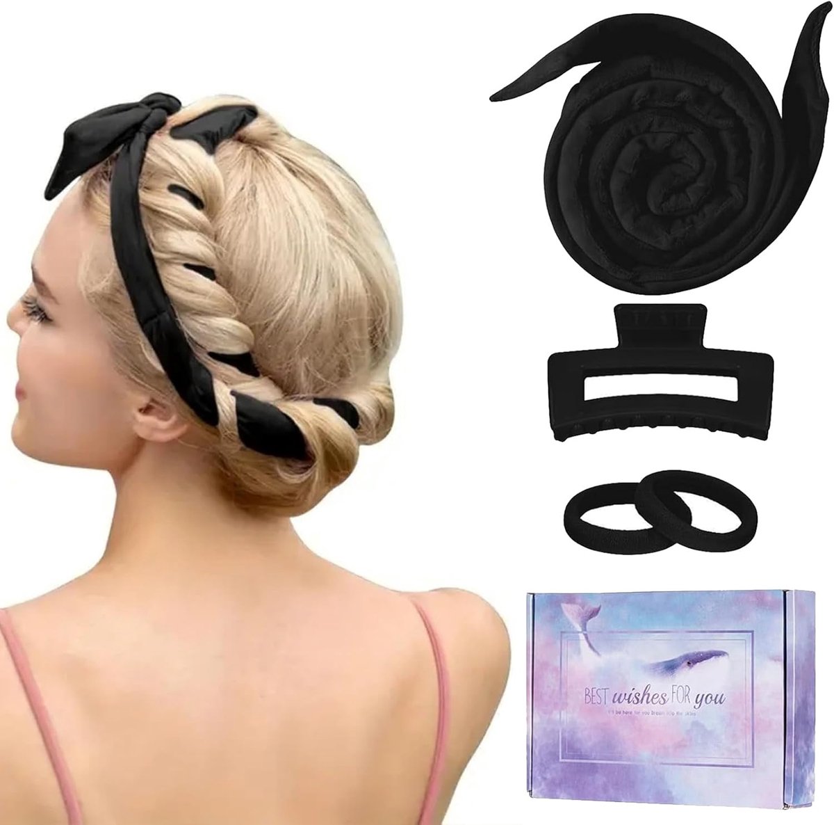Thijox - Krulspelden zonder Hitte, Nachtelijke Haarkrulband voor Middellang Haar, Antislip DIY Haarkruller met Satijn, Perfecte Krullen voor Vrouwen e