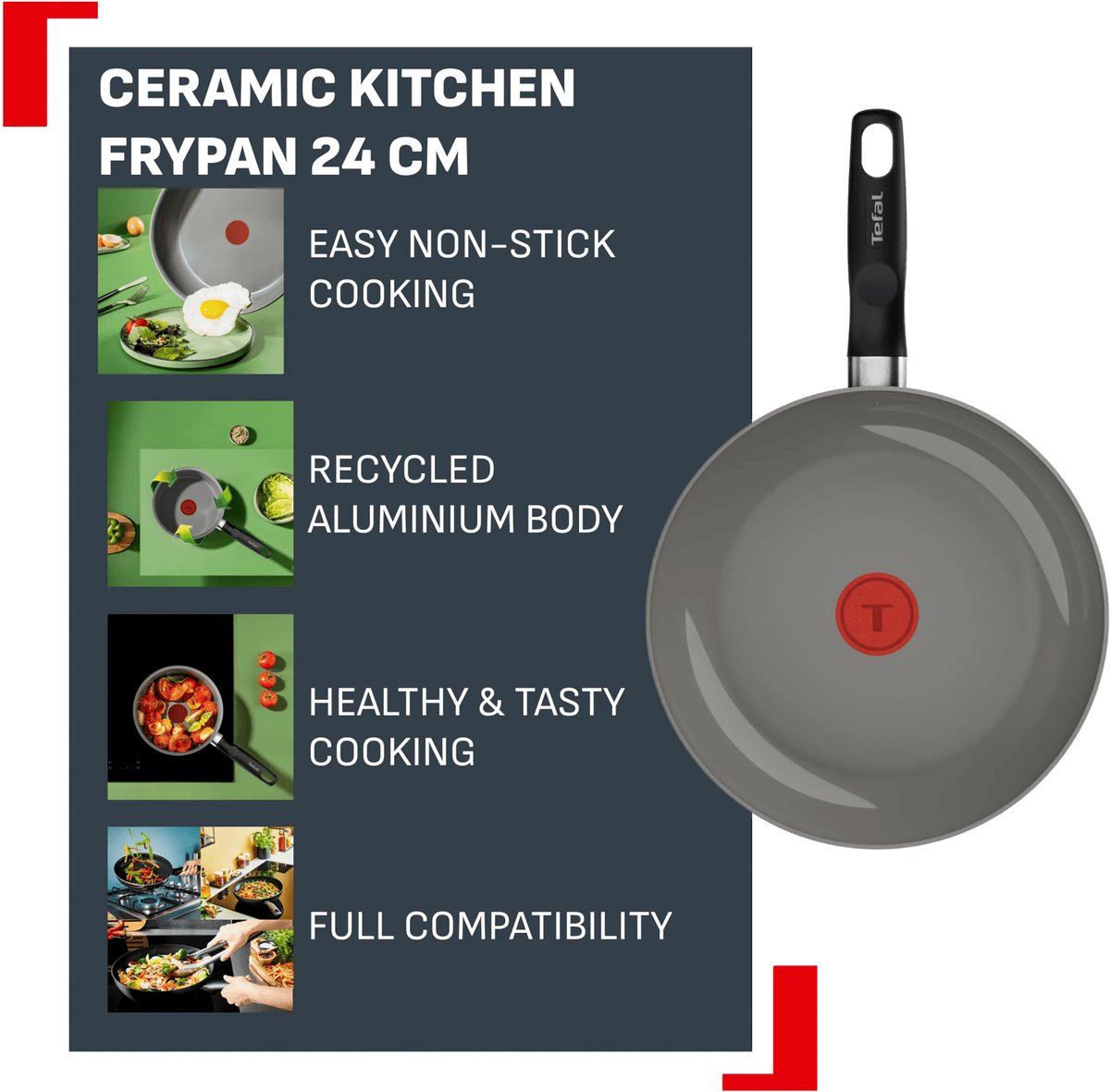 Tefal Ceramic Kitchen keramische koekenpan 24 cm - Inductie