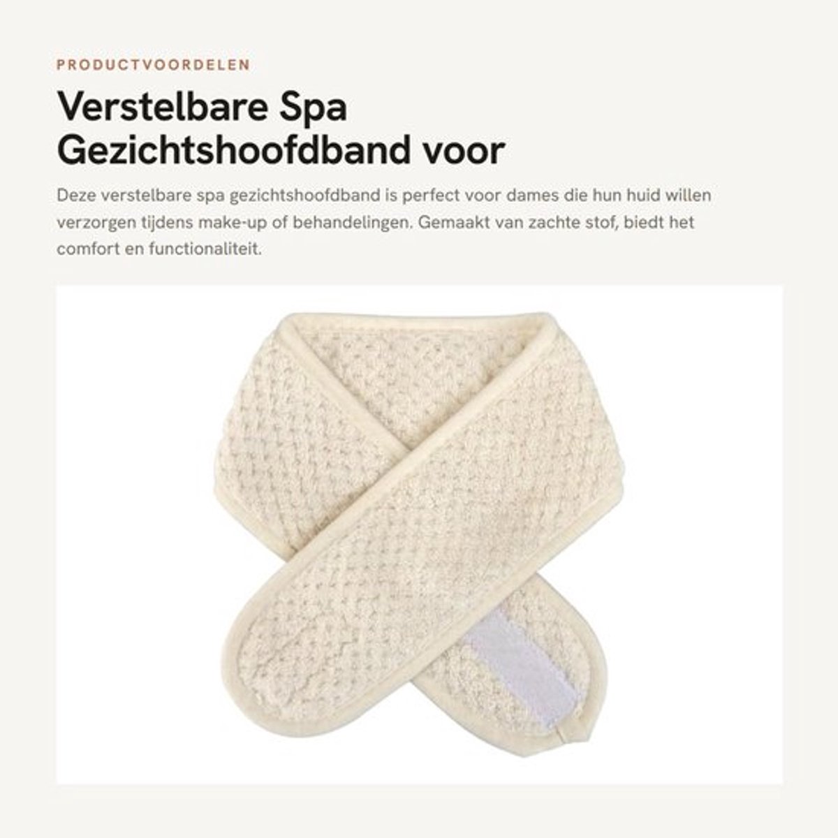 Hoofdband Verstelbaar - Spa Hoofdband - Haarband Dames - Make-up Hoofdband - Sport Hoofdband - Zachte Stof 8 x 65 cm