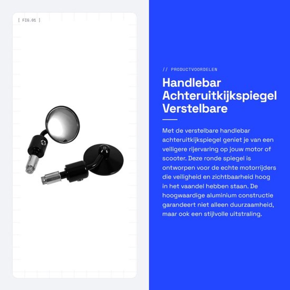 Motorspiegel Verstelbaar - Ronde Motor Spiegels - Universele Motor Spiegels - Hoogwaardig Aluminium - Waterdicht - 7/8 Inch Stuuruiteinde - Motorfiets Spiegel