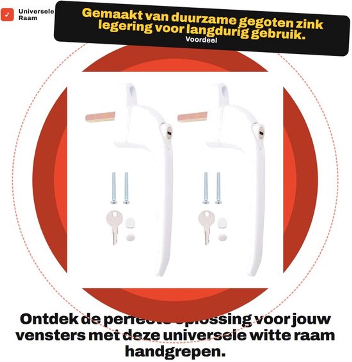 Raamhandvat Universeel - 2 Stuks - Vergrendeling met Sleutel - Ergonomisch Ontwerp - 40 mm Spindellengte - Slijtvaste Afwerking - Raamgreep