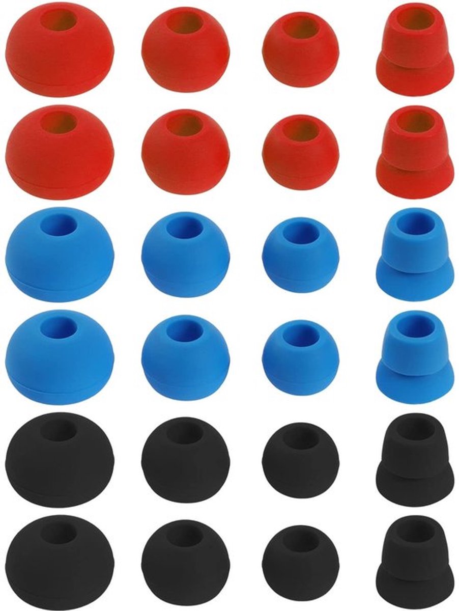 Zachte Anti-Druppeloordopjes - Comfortabele siliconen oordopjes - 12 paar - Beschermhoes - 4 maten - Compatibel met Powerbeat 2/3 - Zwart...