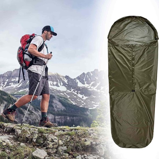 Thermische Slaapzakhoes - Beddengoed Zak Slaapzak Beschermer - Kamperen en Reizen - Extra Thermische Isolatie - 85x220cm - Legergroen — afbeelding 4