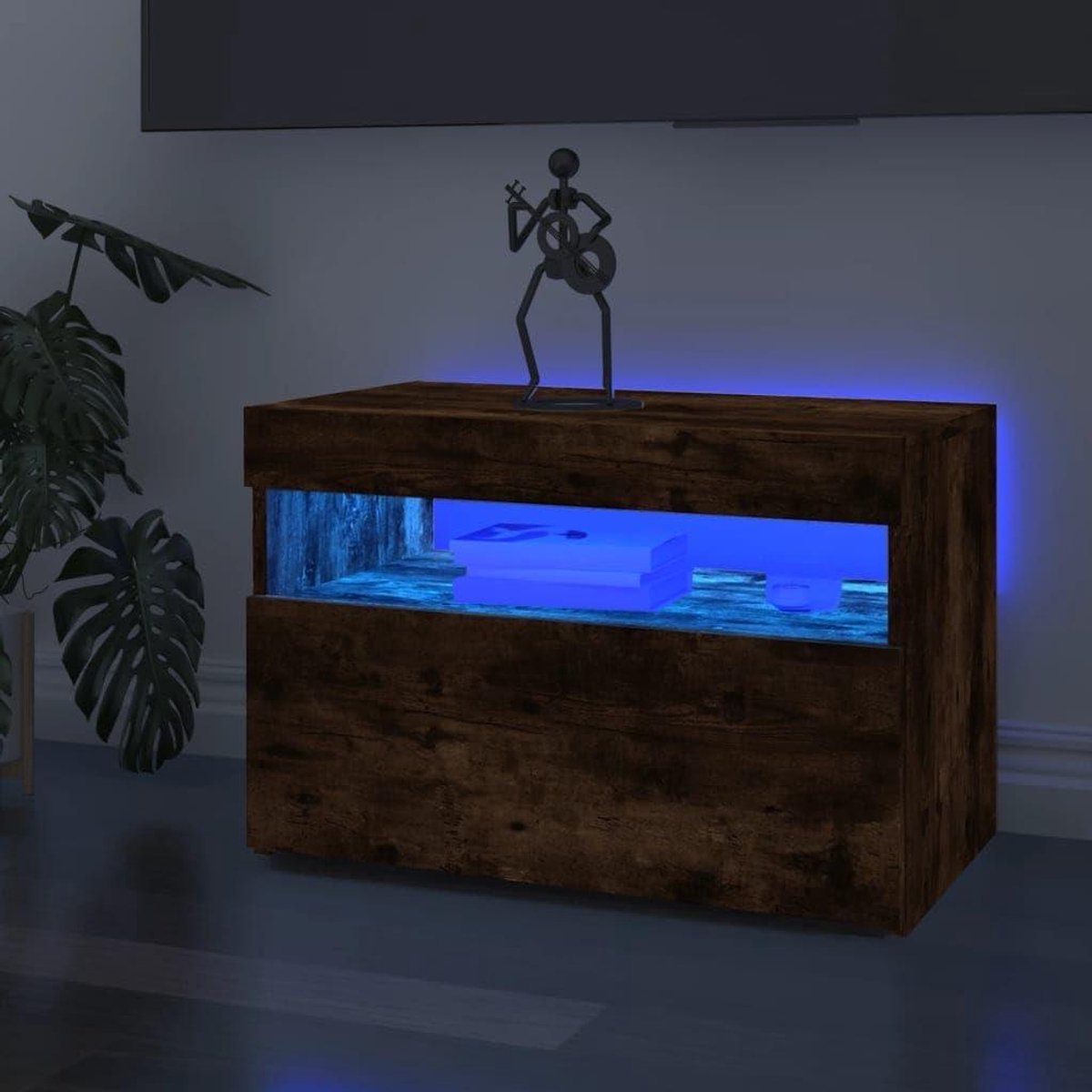Lowboard Sideboard - Tv-meubel Tv-kast - Media Opbergen - Met Ledverlichting - 60 x 35 x 40 cm - Eiken