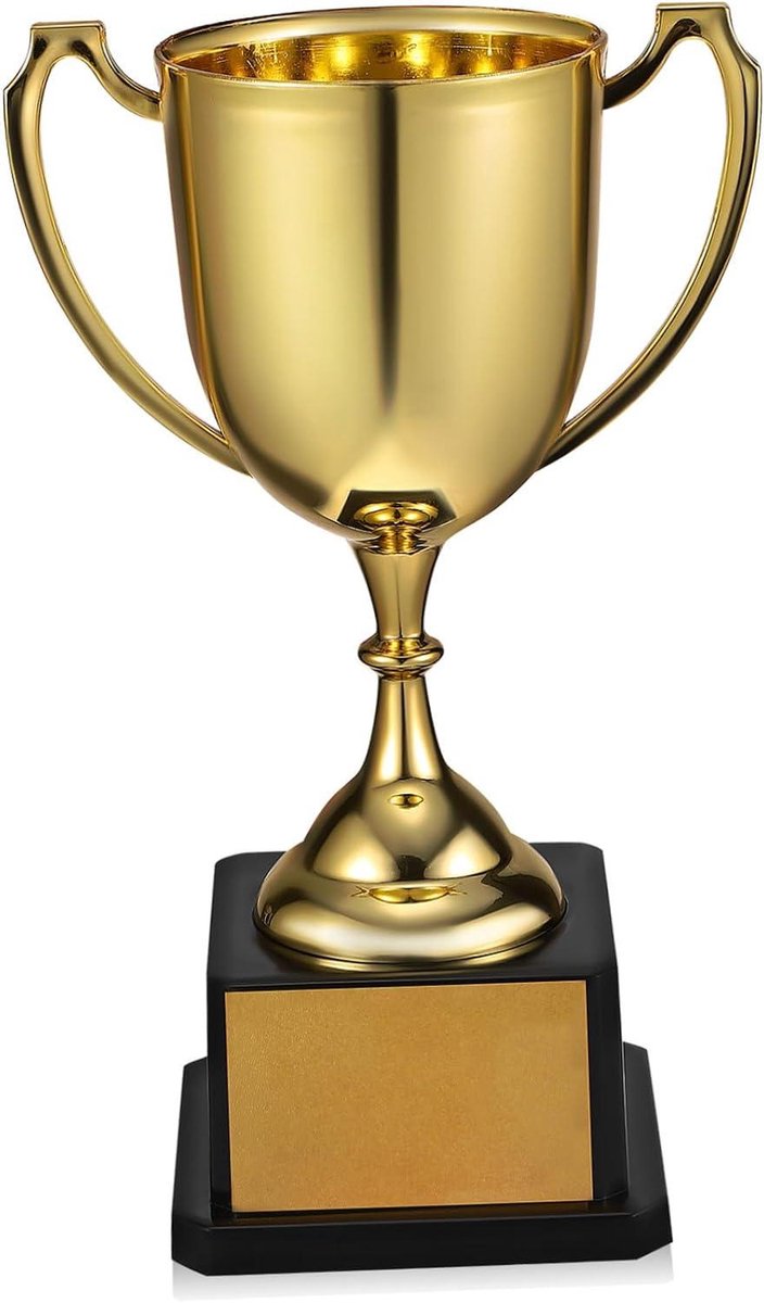 Gouden Trofee Beker - Prijsbeker Wedstrijdbeker - Feestprijzen Uitdelen - Decoratief en Functioneel - 19 x 12 x 7.8 cm