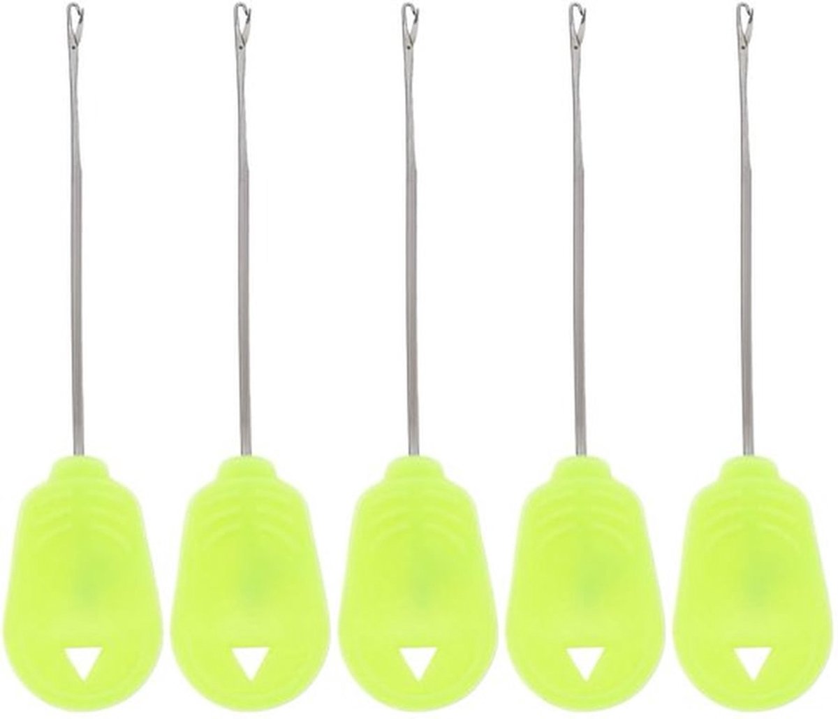 Aasnaalden 9 cm - 5x Gele Aasnaalden - Kunststof/Roestvrij Staal - Ergonomisch Handvat - Eenvoudige Montage Aas - Aasgereedschap