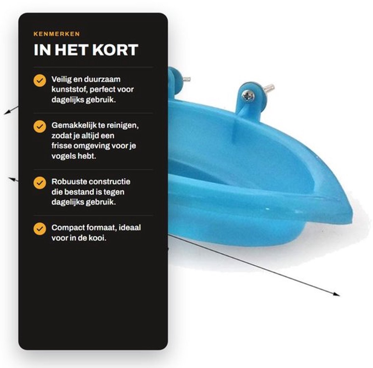 Vogelbad met Spiegel - Vogelbadje Binnenkooi - Vogeldrinkschaal - Vogelbad Gemaakt van Duurzaam Kunststof - Robuust en Makkelijk te Reinigen - Geschikt voor Papegaaien - Vogeldouche
