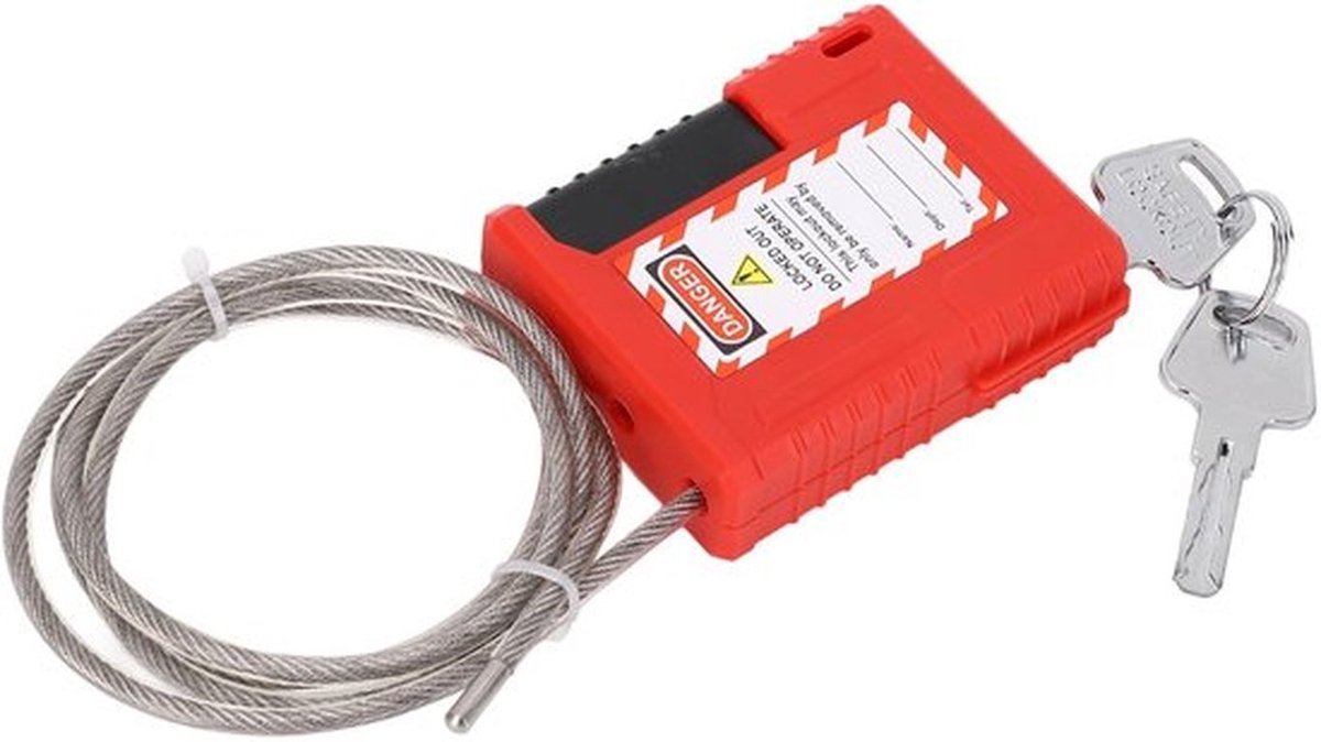 Kabelslot 1 m Roestvrij staal - Lockout Tagout - Verstelbaar - Veiligheidshangslot - Duurzame constructie - Voor industriële toepassingen - Hangslot