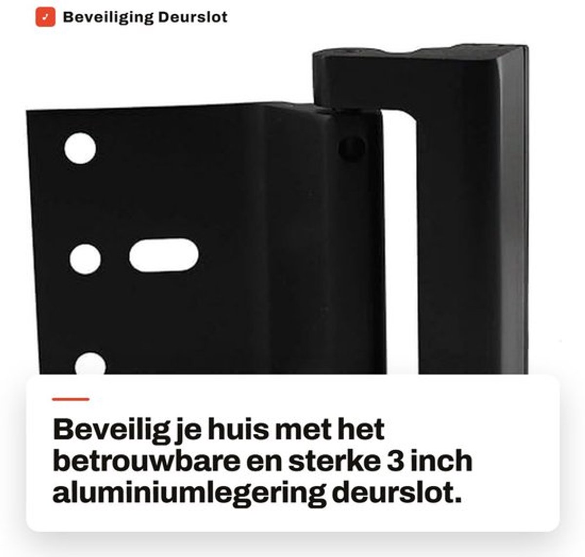 Deurslot Veiligheid - Versterking Dode Bout - Aluminiumlegering - Zwart - 3 Inch - Bestand tegen 800 lbs - Veiligheidsdeurslot