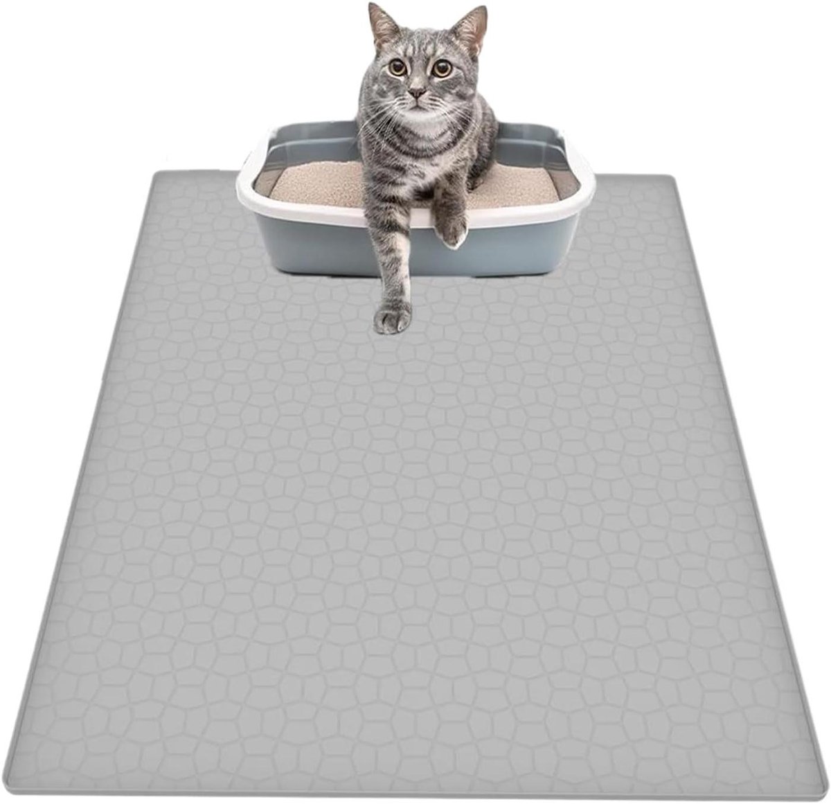 Kattenbakmat - Vuilvangmat Kattenbak - Huis Dichtbij Houden - Waterdicht Siliconen - 56x56 cm - Grijs
