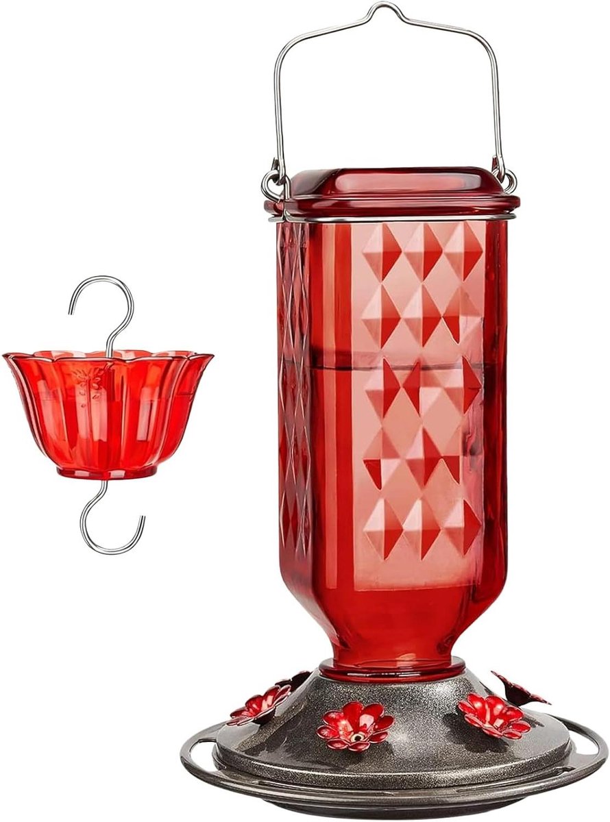Kolibrie Feeder - Vogelvoeder Hangend - Tuin Decoratie - Bijenwerende Voeders - 24 oz Capaciteit - Rood