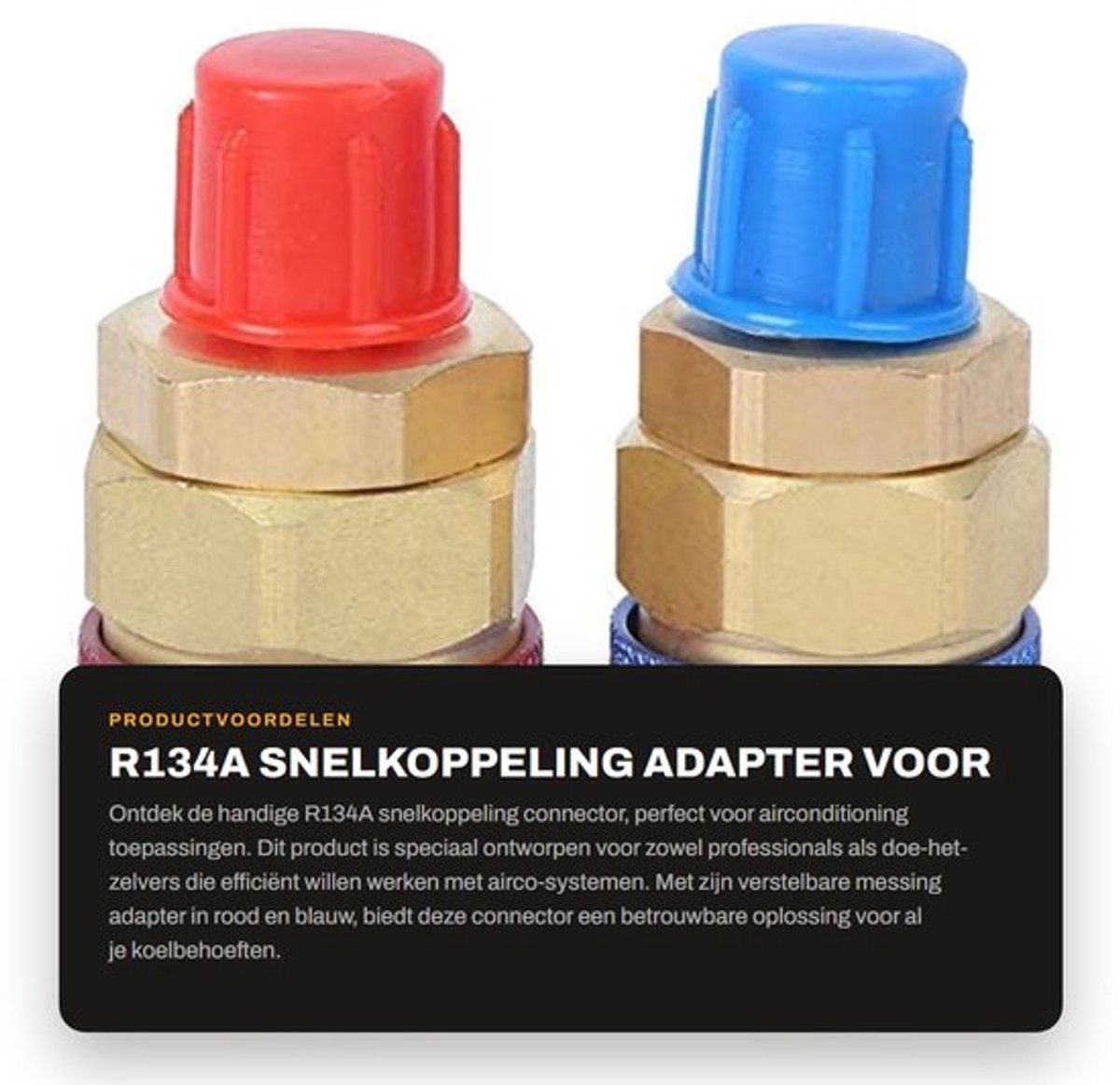 R134A Snelkoppeling - Adapter voor Airconditioning - Verstelbare Messing Connector - Rood en Blauw - Geschikt voor Diverse Toepassingen -...