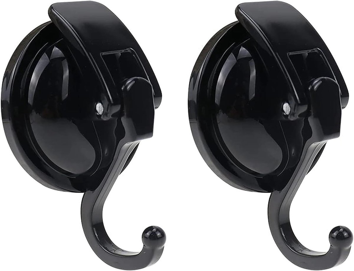 Zware Suction Hooks 2-Pack voor Badkamer - Super Sterke Nano Zuignappen, Geen Boren, Waterdicht, Ideaal voor Handdoeken en Kleding, Draagt tot 5kg, Zwart
