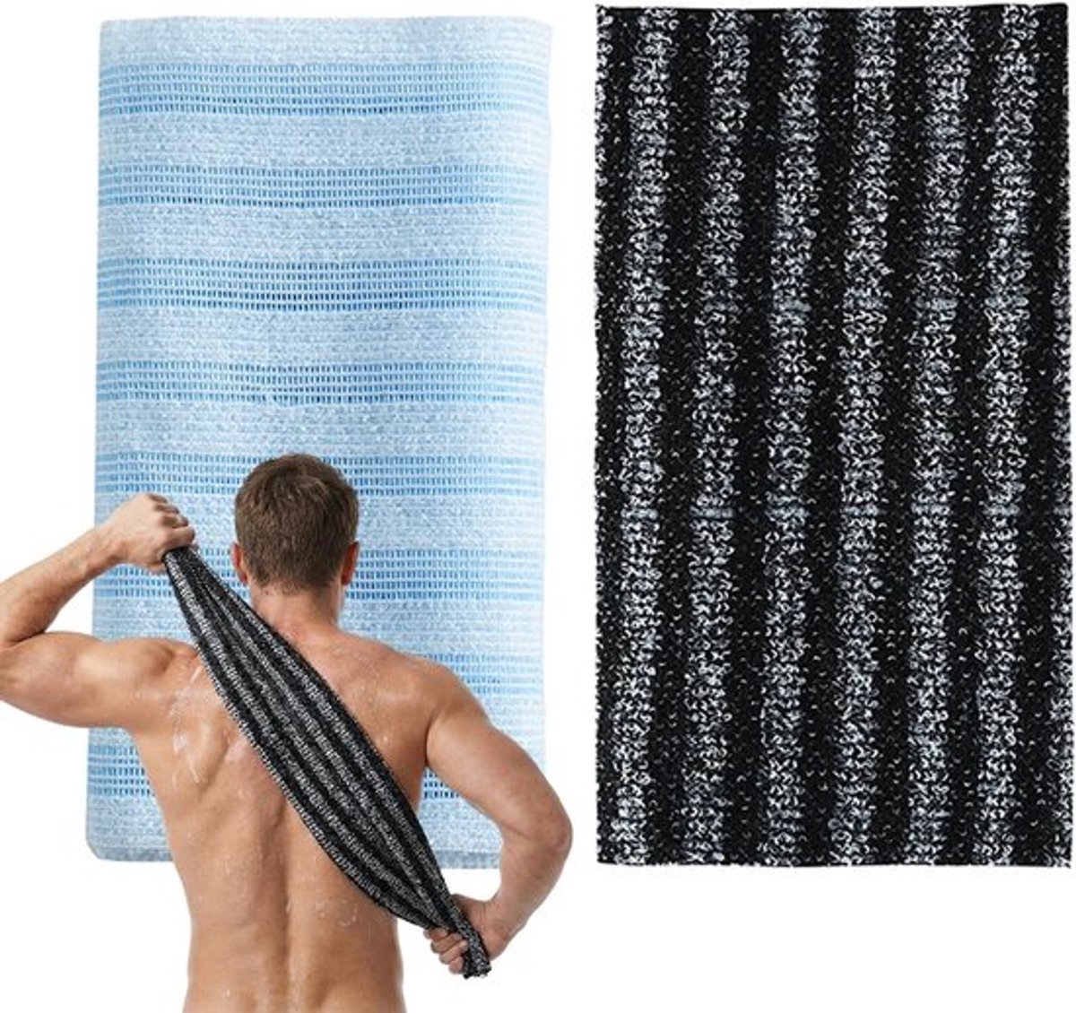 Set van 2 Exfoliërende Washandjes voor Gezicht en Lichaam in Zwart en Blauw - Perfect voor Diepe Reiniging en Huidverzorging