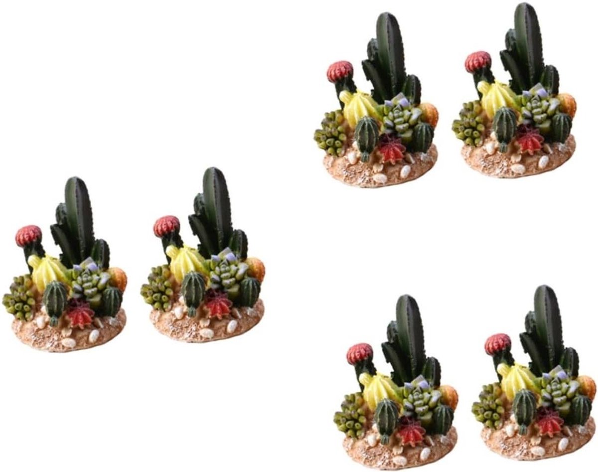 Cactus Ornamenten - Hars Beeldjes - Micro Landschap Decoratie - Creatief en Schattig Ontwerp - 6 stuks - Gekleurd