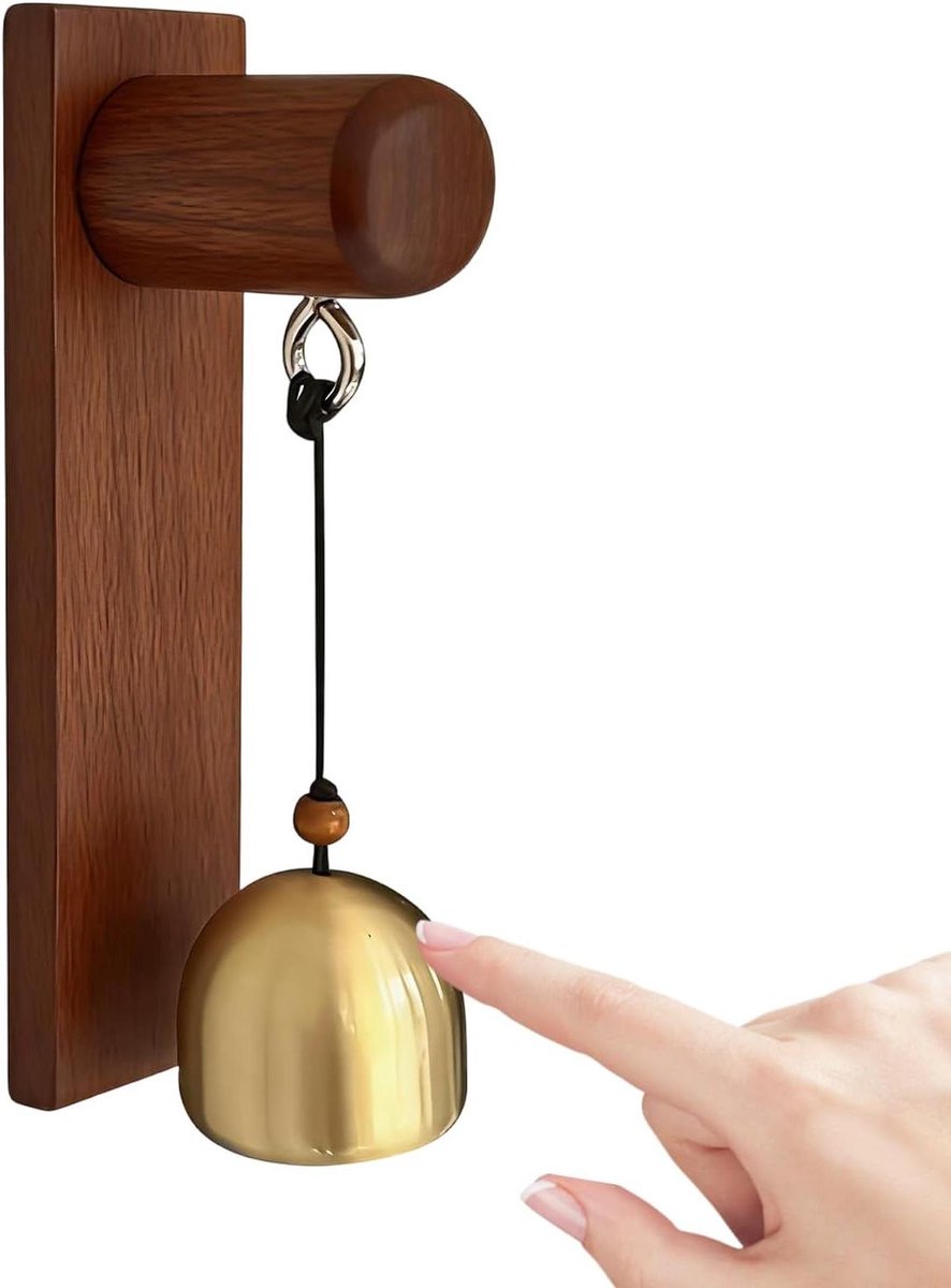 Werkplaatsdeurbel - Boerderijbel Waarschuwing - Bezoekers Aankondigen - Zelfklevende Installatie - 15.3 cm - Walnoot Zwart