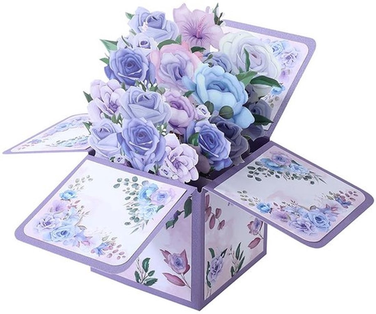 Bloemkaart Pop-up - Wenskaarten Set - 3D-Cadeaukaart - Verjaardag/Pensioen - Hoogwaardig Papier - Inclusief Envelop - Wenskaart