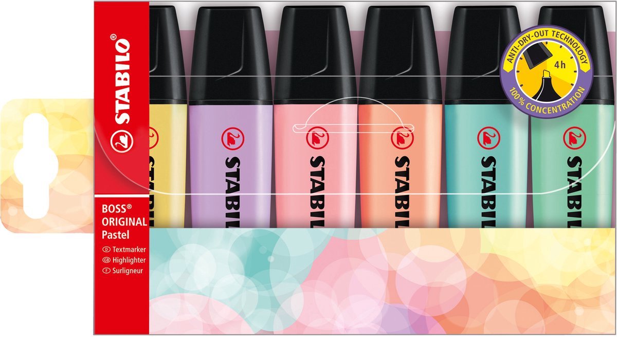 stabilo BOSS - pastel - markeerstift - 6 stuks
