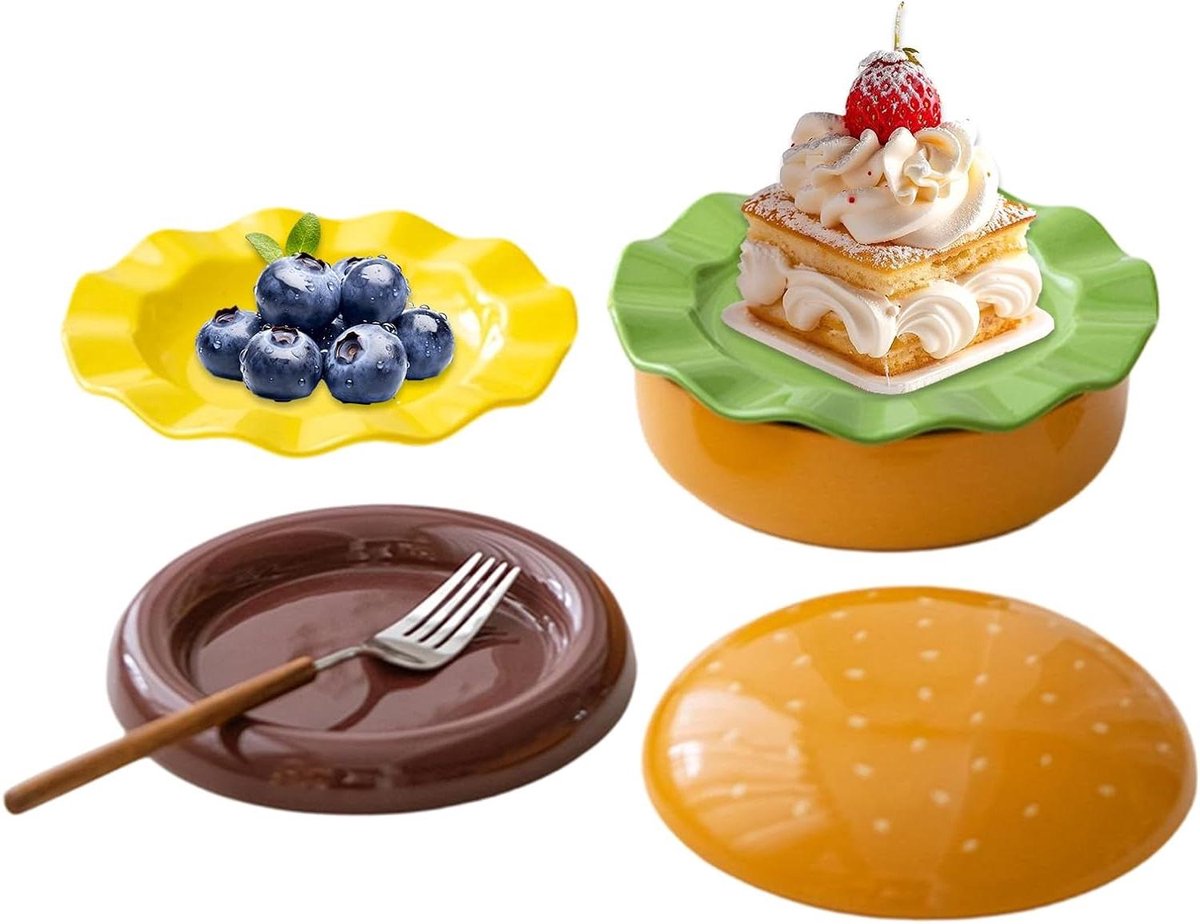 Hamburger Bordenset - Servies Set - Maaltijden Serveren - Meerlaags Ontwerp - 18.5 cm - Kleurrijk