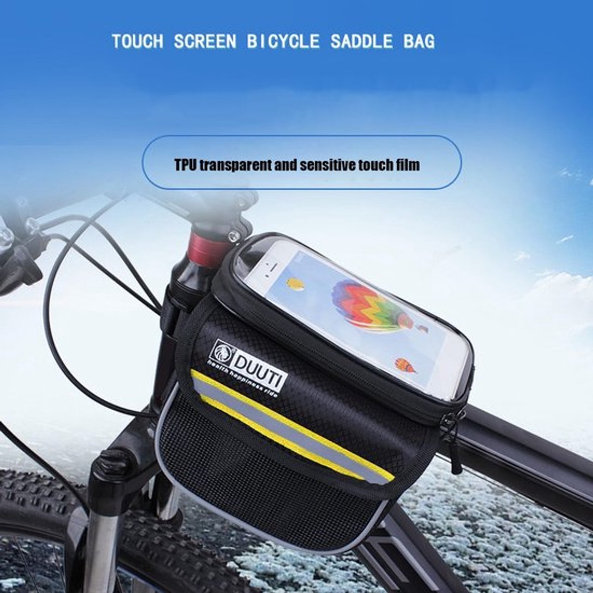 Fietstas Waterdicht - Telefoonhouder - Schokbestendig - Reflecterende Banden - Duurzaam Nylon - Grote Capaciteit