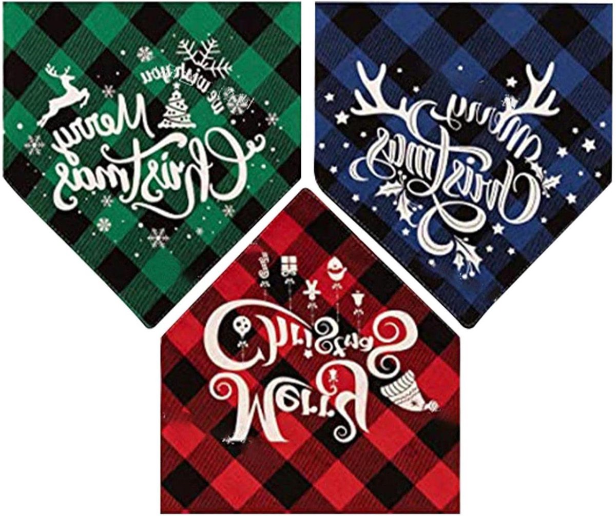 Honden Bandana Kerst - Honden Sjaal - Feestelijke Accessoires - Versterkte Naden - 3 stuks - Blauw Groen Rood