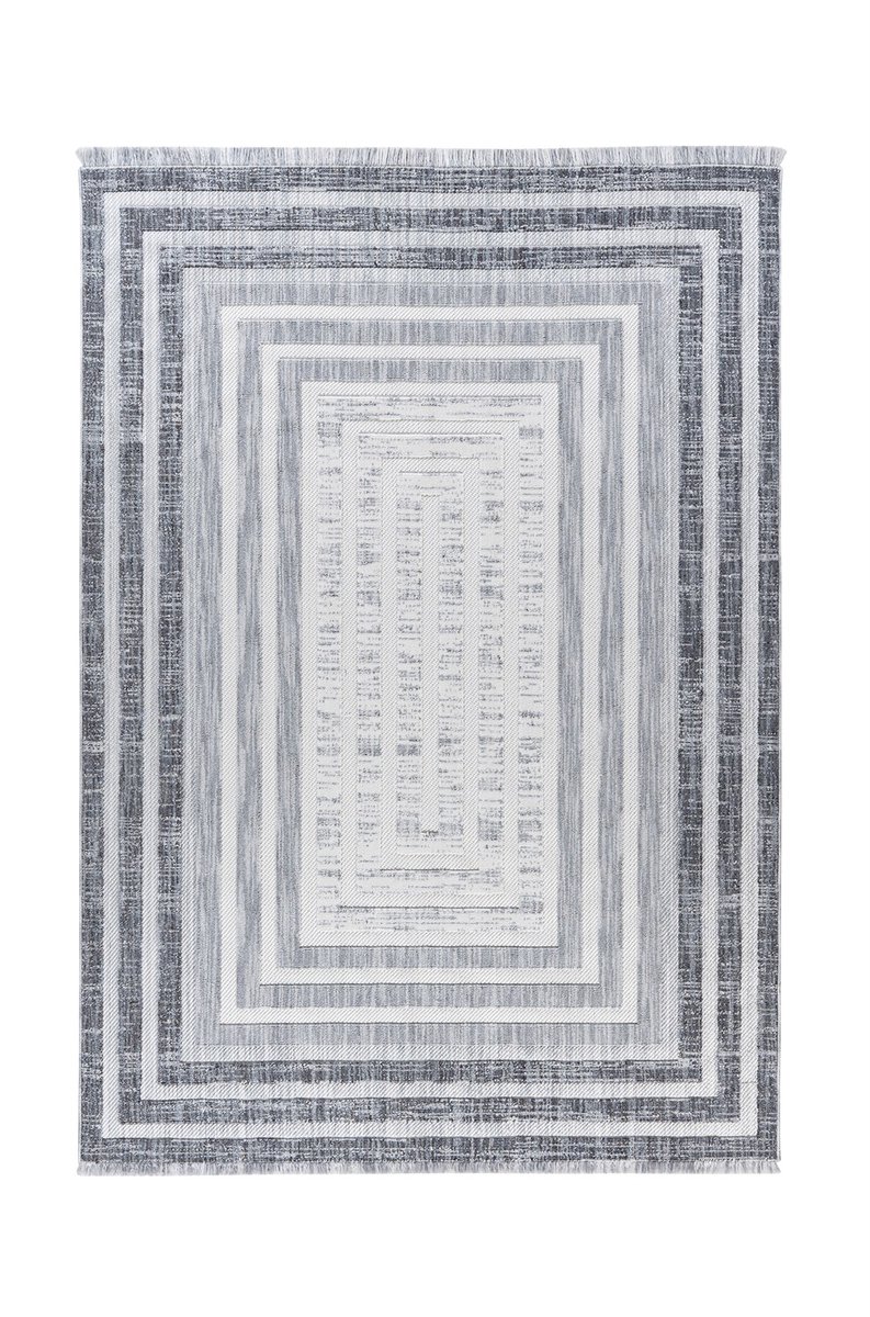 Padiro laagpolig vloerkleed 160 x 230 cm - grijs - modern geometrisch patroon - geschikt voor vloerverwarming - van polyester