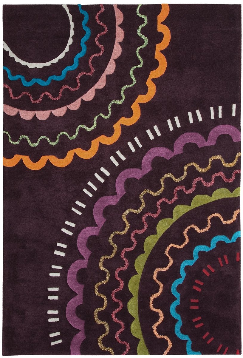 Padiro laagpolig vloerkleed 140 x 200 cm - meerkleurig / violet - modern abstract design - geschikt voor vloerverwarming - van modacryl