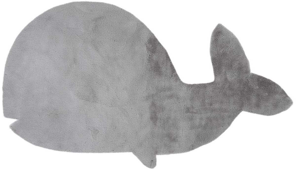 Padiro kindervloerkleed 114 x 66 cm - grijs - decoratieve dierenvorm - in walvisvorm - geschikt voor vloerverwarming - van zacht micropolyester