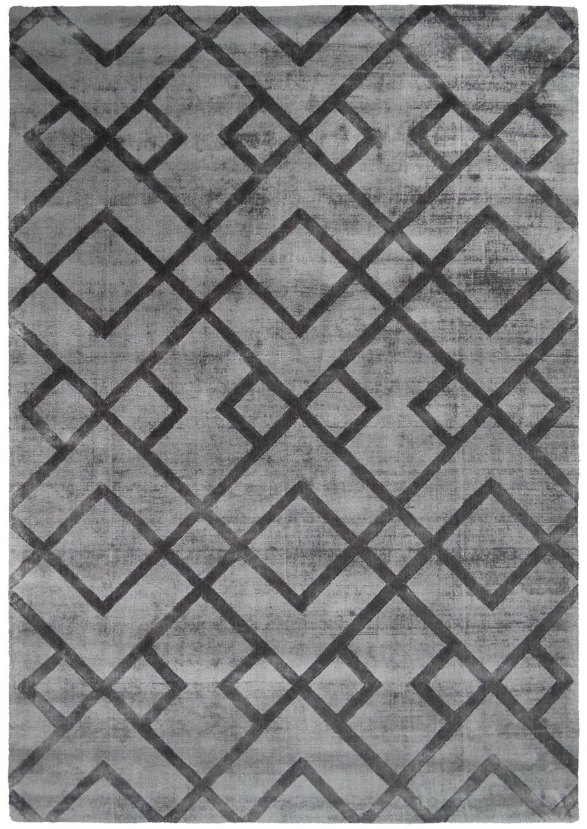 Padiro laagpolig vloerkleed 120 x 170 cm - grijs / antraciet - modern geometrisch patroon - geschikt voor vloerverwarming - van viscose