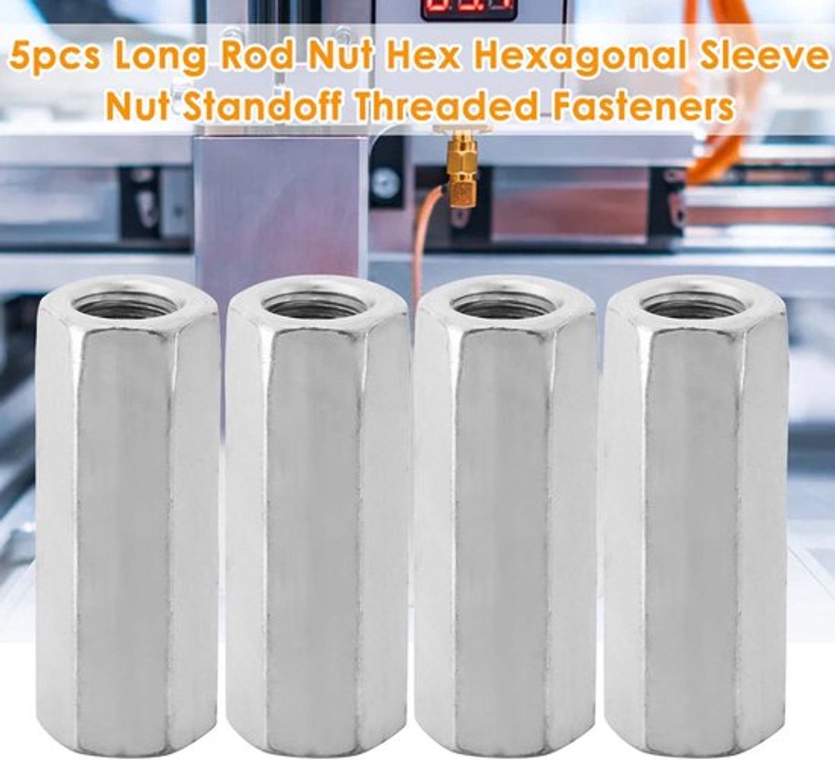 Koppelingsmoeren 5 Stuks - Zeskantmoeren - Koolstofstaal - Bevestigingen - Corrosiebestendig - M12 x 50 - Moeren