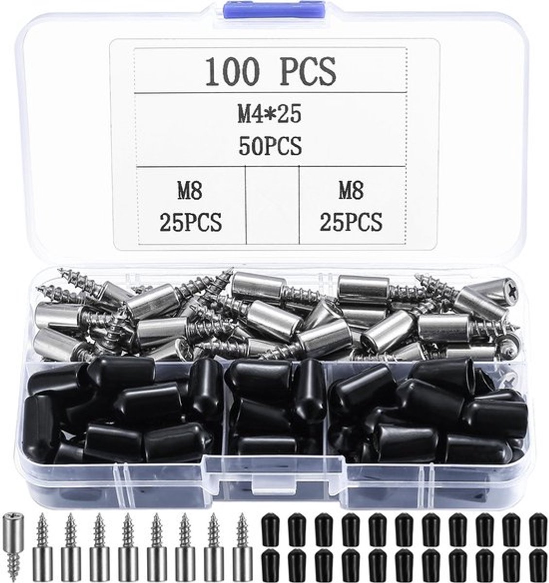 100 stuks plankdragers, zelftappende geïntegreerde schroeflaminaathouder, 50 plankdragers, plankpennen, planksteunhouders met 50 rubberen bescherming voor planken, meubels, kasten