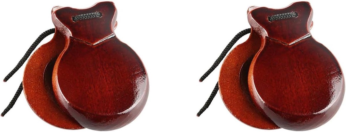Houten Castagnetten - Spaanse Flamenco Kastagnetten - Muziek Maken - Natuurlijk Hout - 8.8 x 6.5 cm - Bruin