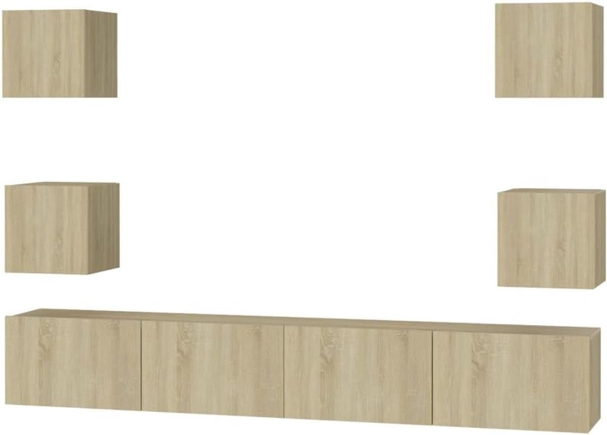 TV Meubel Set - Mediabox Kast - Woonkamer Inrichten - Wandmontage Mogelijk - 100 cm - Sonoma Eiken