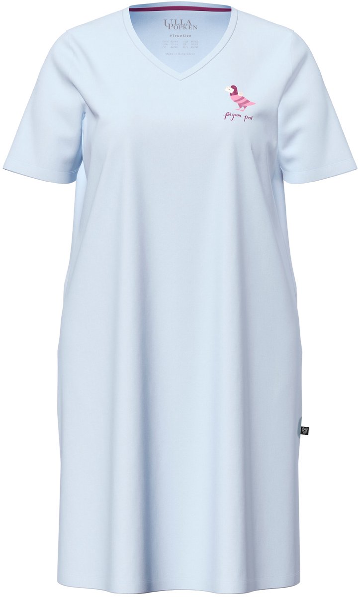 Ulla Popken - Dames - Bigshirt postduiven V-hals korte mouw - Lichtblauw - Maat 46+