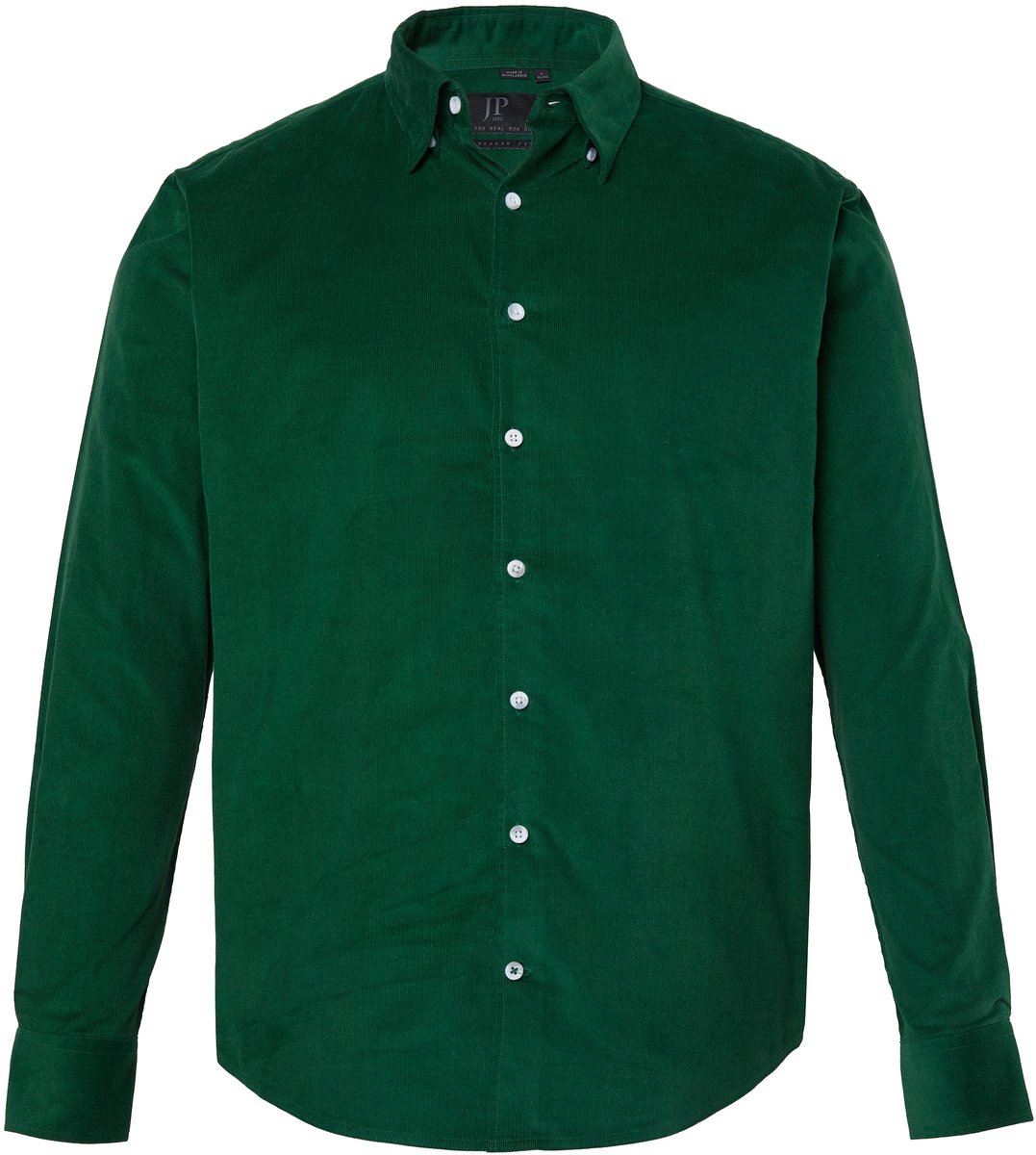 JP 1880 - Heren - Corduroy overhemd lange mouwen modern fit tot 8XL - Bosgroen - Maat 5XL