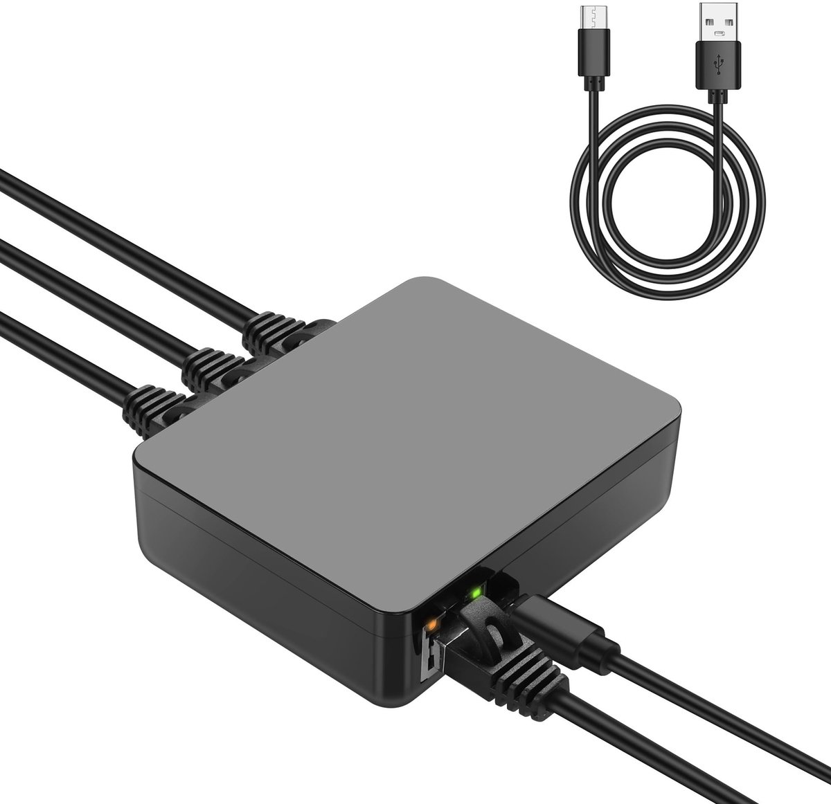 Omgoods - RJ45 Ethernet Splitter 1 naar 3 met USB, 1000Mbps Gigabit Switch