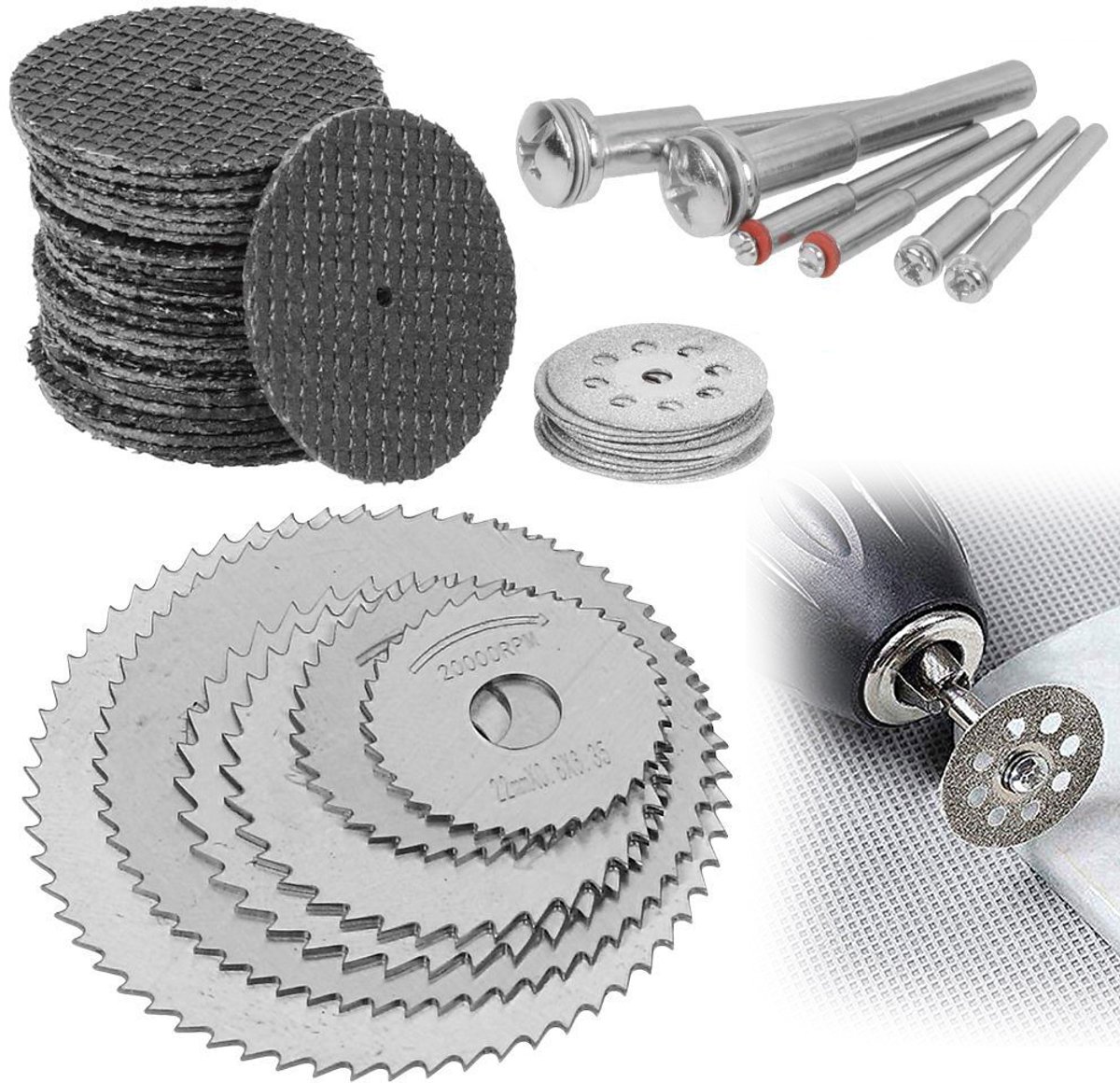 45-delige zaagbladenset - Mini cirkelzaagbladenset voor Dremel accessoires - Voor houtbewerking - Metaalzaagbladen - Set slijpschijven voor elektrische slijpmachine